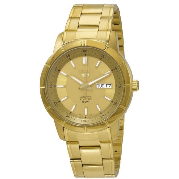 NWT Authentic Seiko 5 Automatic Gold Dial Men's Watch - Picture 1 of 3
